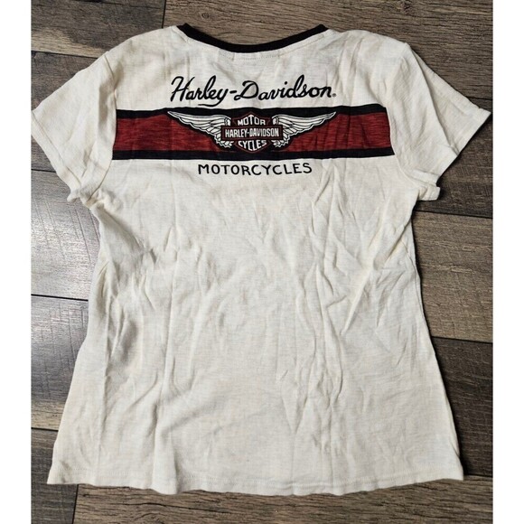 Harley Davidson Women's Winged Logo Short Sleeve Henley - Picture 6 of 9